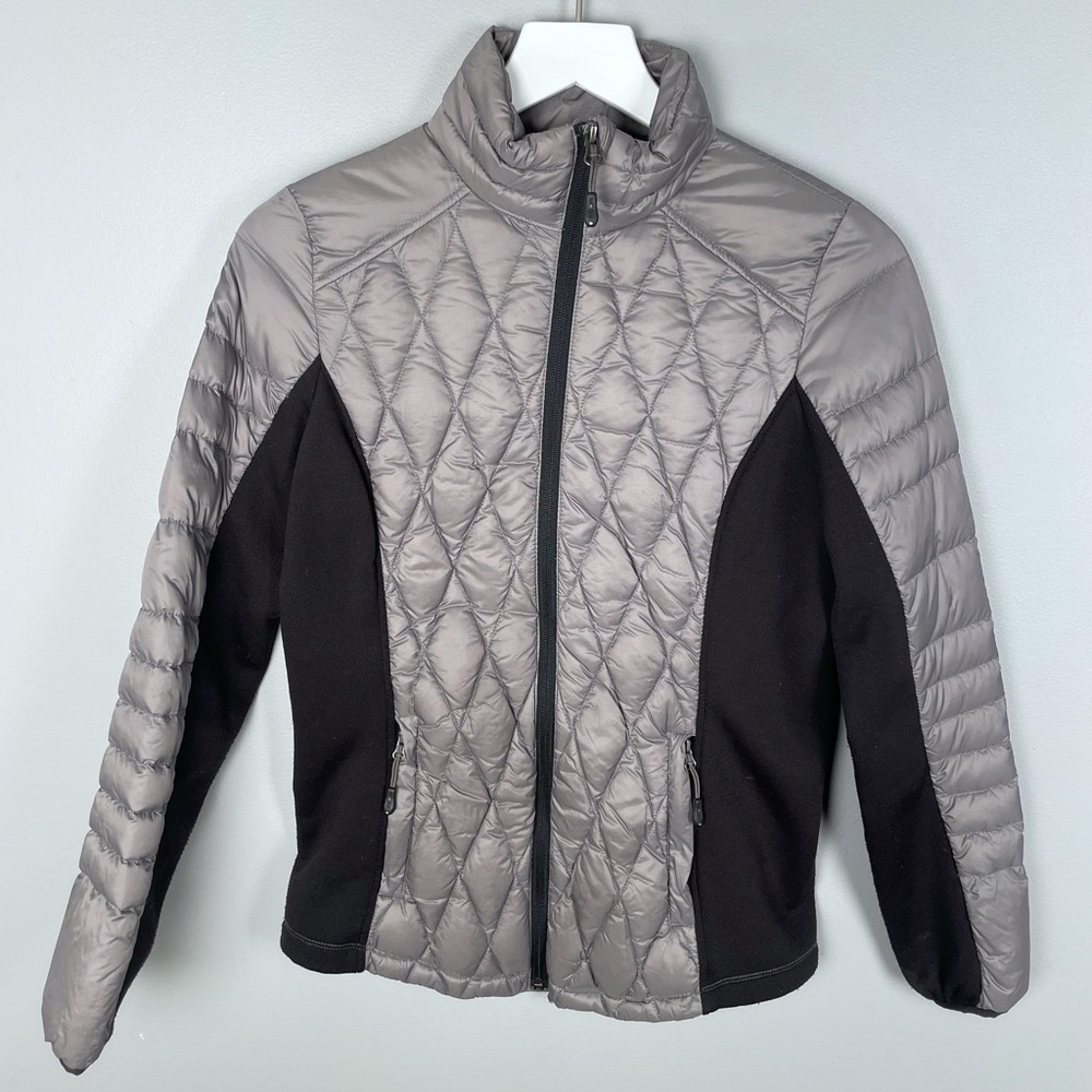 32 Degrees Heat Women’s Gray and Black Mixed Media Ultra Light Down Jacket (XS)